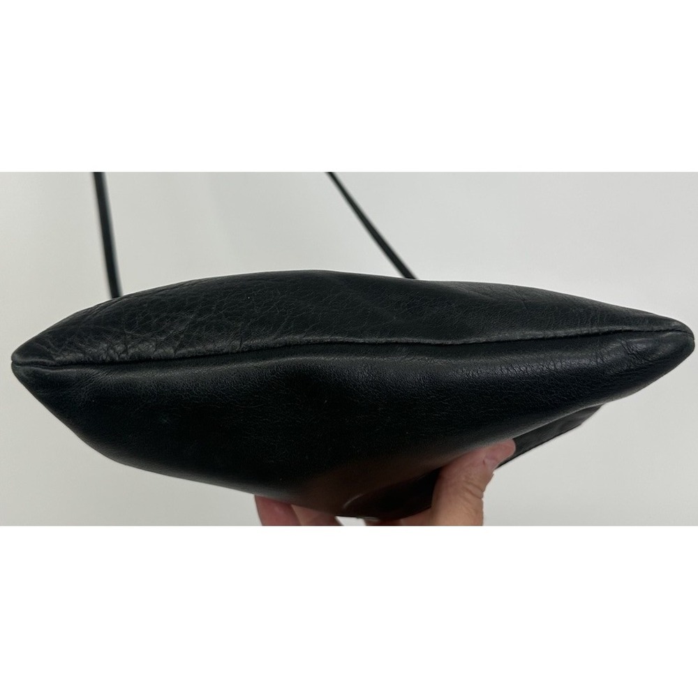 MARGOT New‎ York Black Leather Slim Small Crossbody Bag Zipper Purse 9x8" - Picture 6 of 14